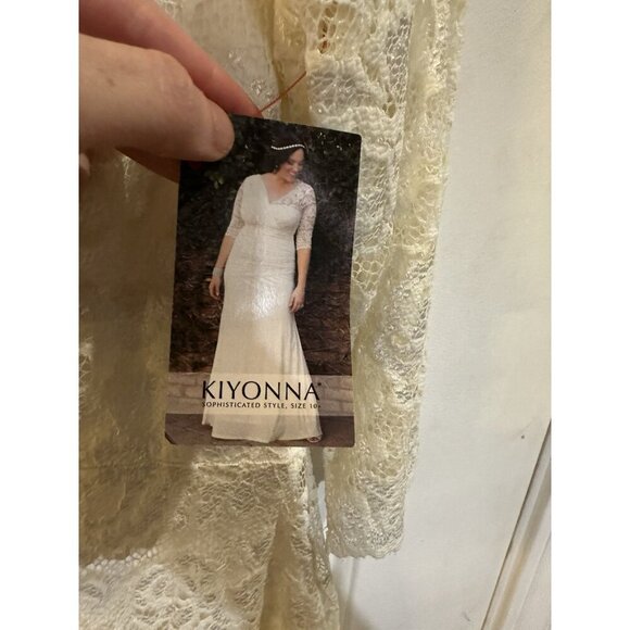 NWT Kiyonna Bridal Womens Bella White Lace V-Neck 3/4 Sleeve Midi Dress PLUS 1X - Picture 2 of 6